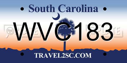 WVC183 South Carolina License Plate