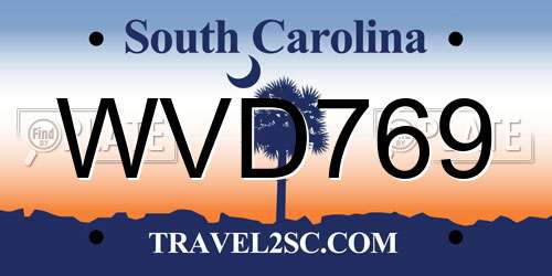 WVD769 South Carolina License Plate