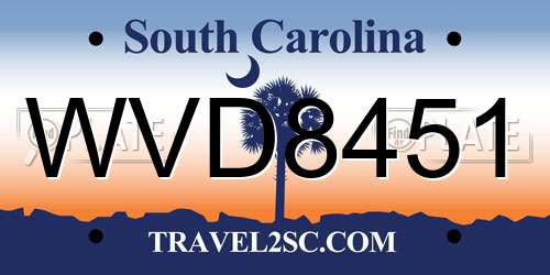 WVD8451 South Carolina License Plate