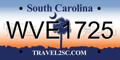 WVE1725 South Carolina License Plate