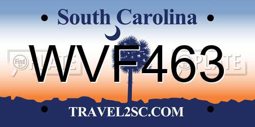 WVF463 South Carolina License Plate
