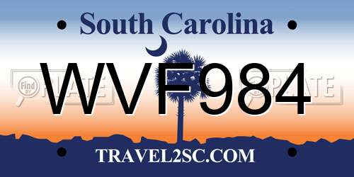 WVF984 South Carolina License Plate
