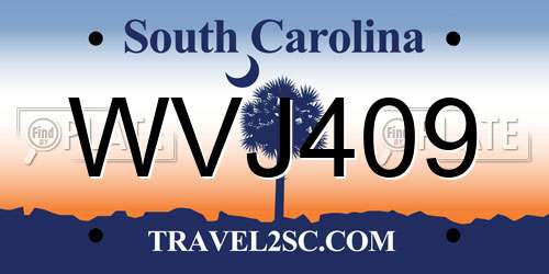 WVJ409 South Carolina License Plate