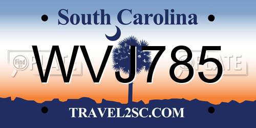 WVJ785 South Carolina License Plate