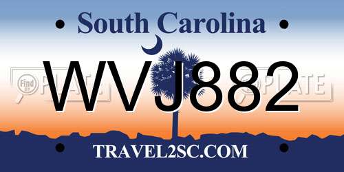 WVJ882 South Carolina License Plate