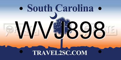 WVJ898 South Carolina License Plate