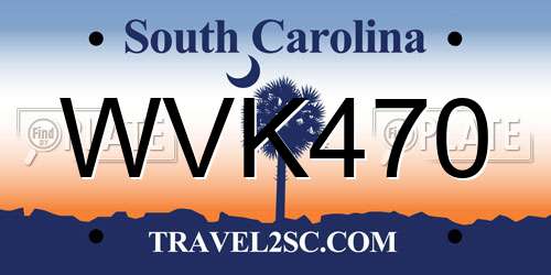 WVK470 South Carolina License Plate