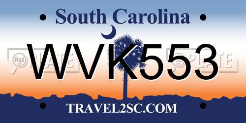 WVK553 South Carolina License Plate