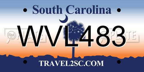 WVL483 South Carolina License Plate