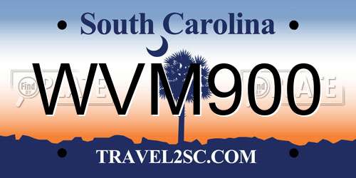 WVM900 South Carolina License Plate