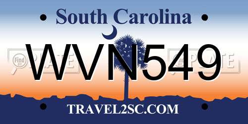 WVN549 South Carolina License Plate