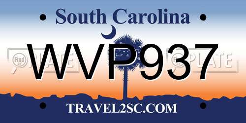 WVP937 South Carolina License Plate