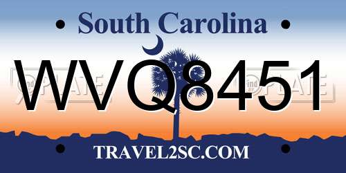 WVQ8451 South Carolina License Plate