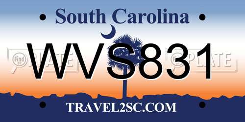 WVS831 South Carolina License Plate