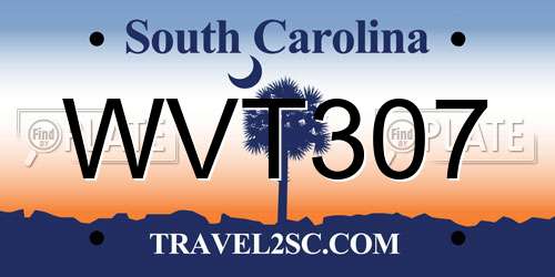 WVT307 South Carolina License Plate