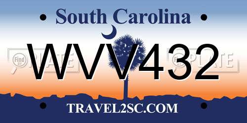 WVV432 South Carolina License Plate