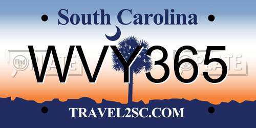 WVY365 South Carolina License Plate