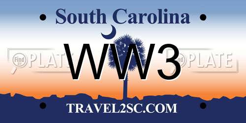 WW3 South Carolina License Plate