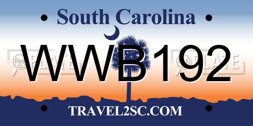 WWB192 South Carolina License Plate