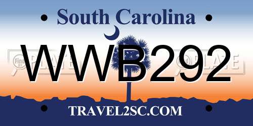 WWB292 South Carolina License Plate