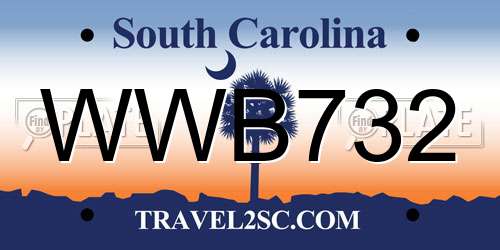 WWB732 South Carolina License Plate