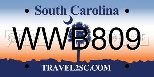 WWB809 South Carolina License Plate