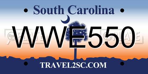 WWE550 South Carolina License Plate