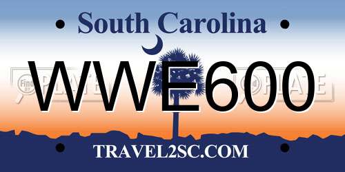 WWE600 South Carolina License Plate