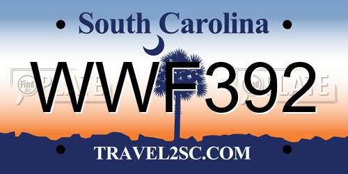 WWF392 South Carolina License Plate