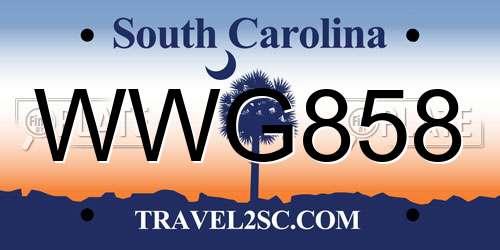 WWG858 South Carolina License Plate