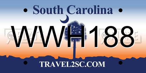 WWH188 South Carolina License Plate