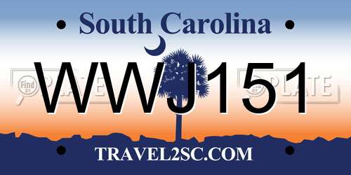 WWJ151 South Carolina License Plate