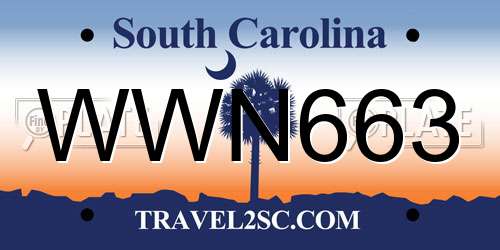 WWN663 South Carolina License Plate