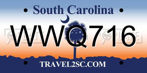 WWQ716 South Carolina License Plate