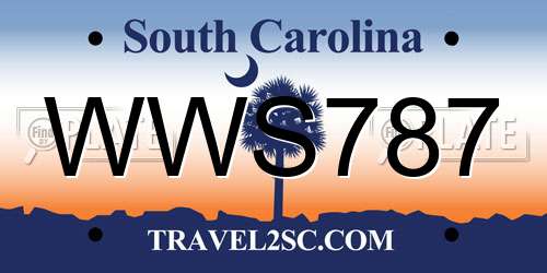 WWS787 South Carolina License Plate