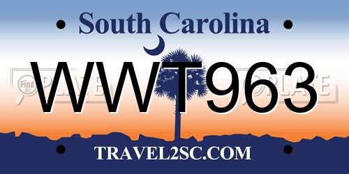 WWT963 South Carolina License Plate