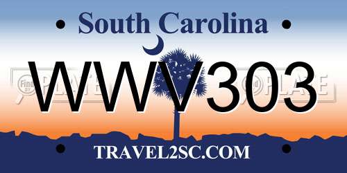 WWV303 South Carolina License Plate