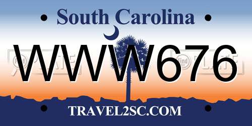 WWW676 South Carolina License Plate