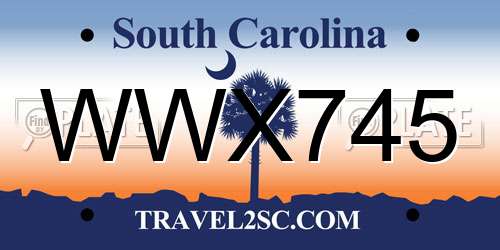 WWX745 South Carolina License Plate