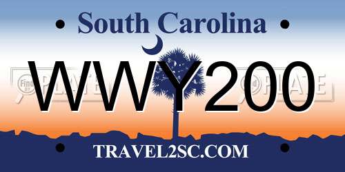 WWY200 South Carolina License Plate