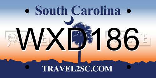 WXD186 South Carolina License Plate