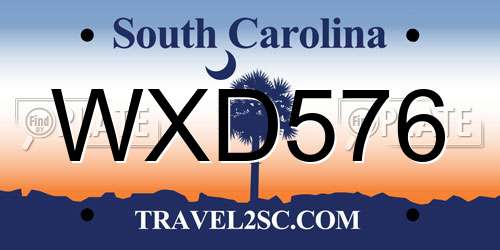 WXD576 South Carolina License Plate