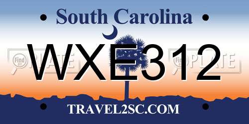 WXE312 South Carolina License Plate