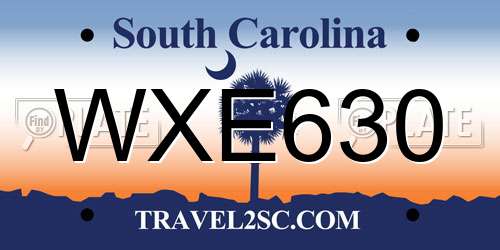 WXE630 South Carolina License Plate