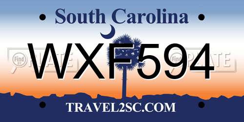 WXF594 South Carolina License Plate