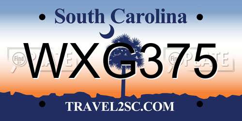 WXG375 South Carolina License Plate
