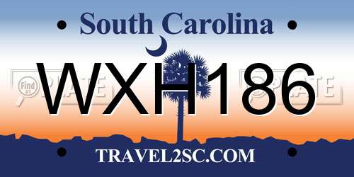 WXH186 South Carolina License Plate