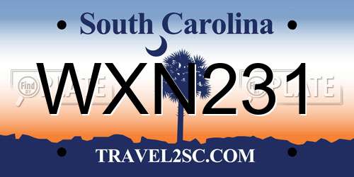 WXN231 South Carolina License Plate
