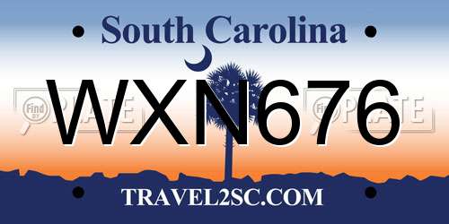 WXN676 South Carolina License Plate