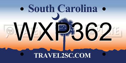 WXP362 South Carolina License Plate